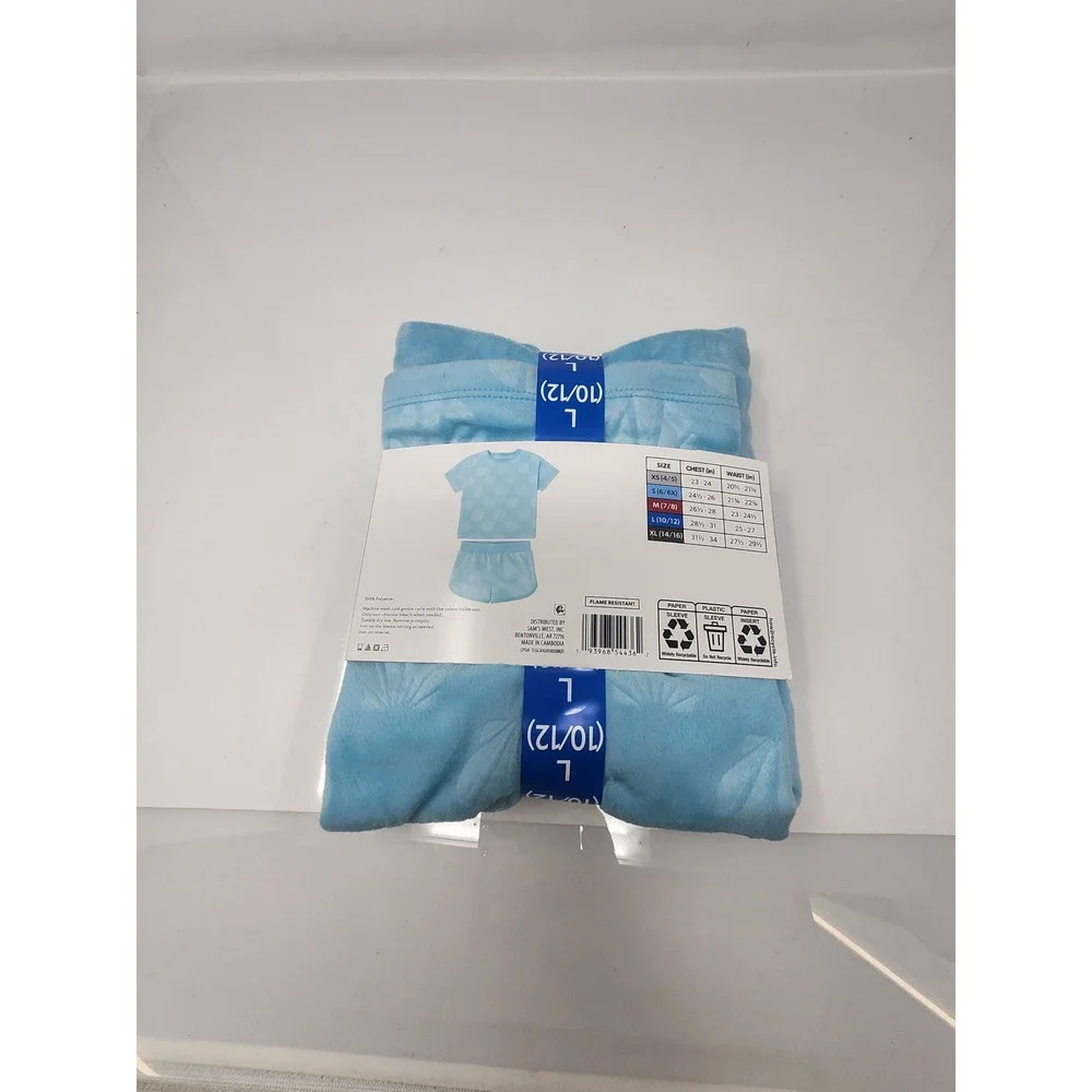Member's Mark Girls Cozy Pajama Set Blue Polyester Fleece Casual Size Large